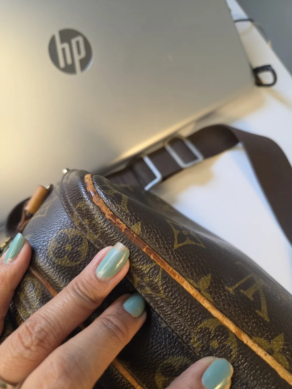 Louis Vuitton Brown Monogram Canvas Messenger Bag with Tan Accents